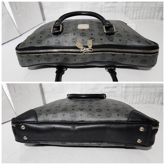 Authentic MCM Visetos Laptop Bag Grey/Black - Picture 9 of 14
